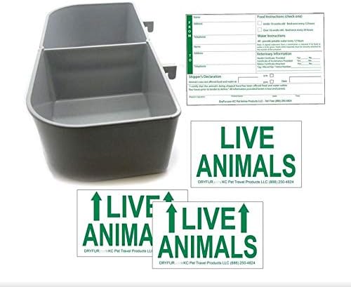 Kennel Travel Kit for Pets - Hook-On Dish & Live Animal Labels (Large)
