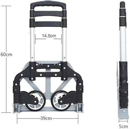 Lightweight Portable Folding Hand Truck - Durable Aluminum Trolley for Effortless Luggage, Grocery, and Shopping Transport