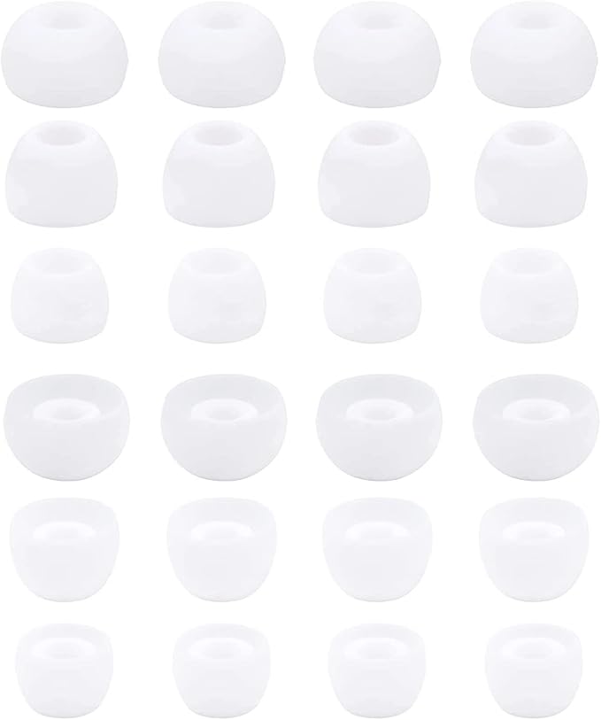 12 Pairs Silicone Replacement Earbud Ear Buds Tips Compatible with 3.8mm to 5.5mm Nozzle Earbuds Earphones, S/M/L White
