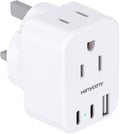 HANYCONY US to UK Ireland Travel Plug Adapter, Type G Travel Adapter 2 Outlets 3 USB Ports(2USB C), UK Power Adapter Converter for USA to Dubai England London Scotland British Kenya Irish Hongkong
