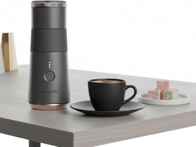 Arcadia Go Rechargeable Portable Turkish Coffee Maker – USB-C Powered, Compact & Cordless, Ideal for Outdoors, Travel, Camping, Office & Home Brewing (Night Black)