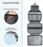 Maliton Toiletry Bag for Men & Women Travel Toiletry Bag Hanging Toiletry Bag Hygiene Organizer with 4 Compartments Waterproof Bathroom Shower Bag Large Toiletries Travel Bag (Gray)