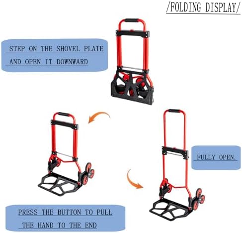Heavy Duty Folding Hand Truck Trolley 80KG Capacity Multi Purpose Sack Barrow for Luggage Travel Moving Office & Auto Use Portable & Foldable Red Cart
