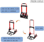 Heavy Duty Folding Hand Truck Trolley 80KG Capacity Multi Purpose Sack Barrow for Luggage Travel Moving Office & Auto Use Portable & Foldable Red Cart