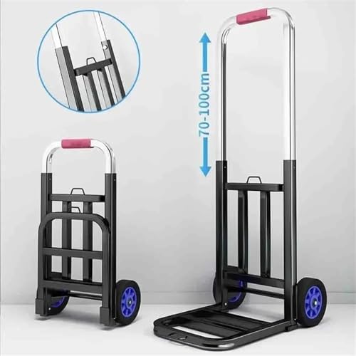 Heavy Duty Folding Hand Truck Portable Shopping Trolley & Luggage Cart for Outdoor Use Adjustable Stair Climbing Dolly with 20mm PU Wheels Foldable Design for Easy Storag