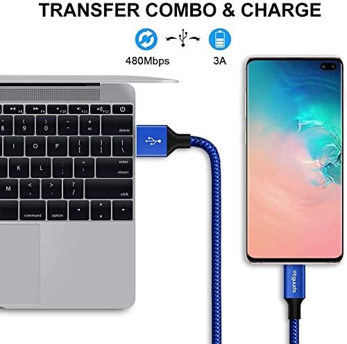 etguuds USB C Cable 15ft, Extra Long USB Type C Cable Fast Charge USB-A 2.0 to USB-C Charger Cable, Premium Nylon Braided Charging Cord - Blue