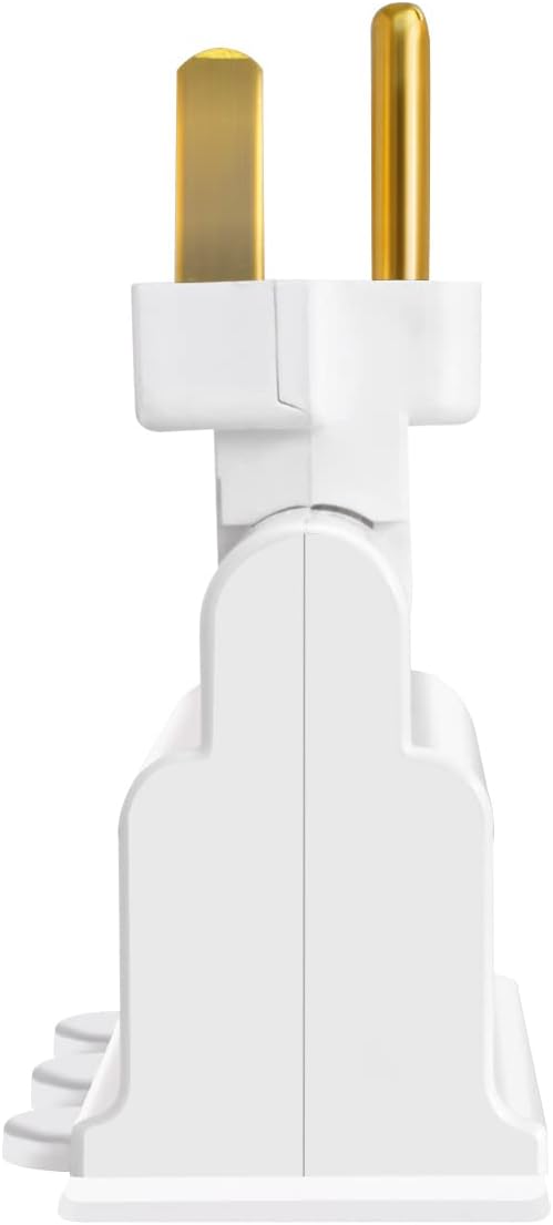 3 Outlet Wall Adapter, VSEER ETL Listed 3-Prong Grounded 180 Degree Swivel Indoor AC Mini Plug Wall Outlet Extender Tap White (1 Pack)