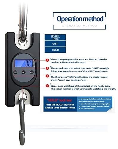 Portable Luggage Scale, 300kg Electronic Luggage Scale High-Capacity Digital Weight Scale Portable Fishing Balance Pocket Hook Hanging Crane Scales