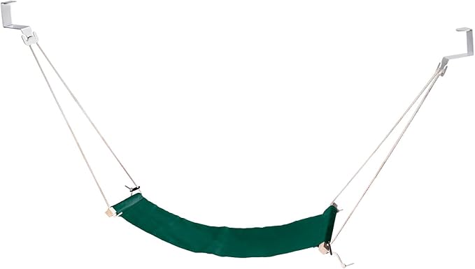 PATIKIL Foot Hammock Under Desk, Adjustable Foot Rest Sling with Hooks Portable Desk Footrest for Airplane Travel Home Office, Dark Green Style 1
