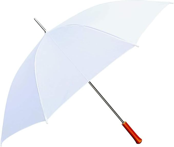 Wedding Umbrella Large 60"| Strong Metal Shaft and Ribs Lightweight | Manual Open Wind Resistant with Wood Color Resin Handle - Perfect for 2 People