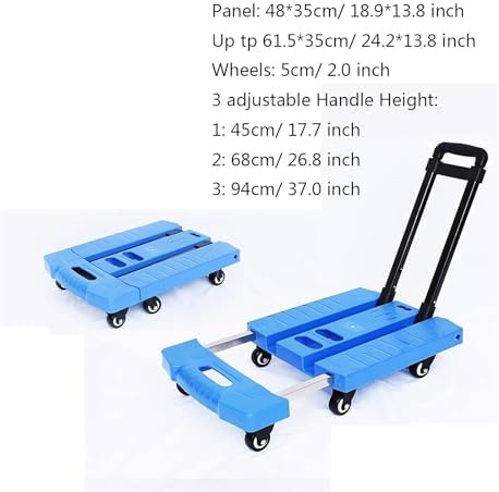 Folding Hand Truck Trolley Cart with 6 Wheels and Extendable Handle for Luggage Moving and Storage
