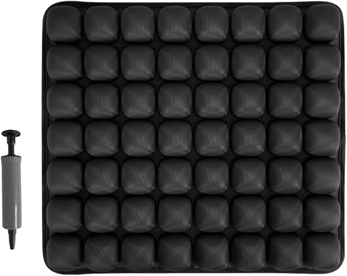 Sondor Travel Cushion, Airplane Seat Cushion for Long Flights, 56 Bubbles Portable Seat Cushion for Airplane, Inflatable Cushion for Office Chair, Wheelchair, Camping, Home Living (Black)