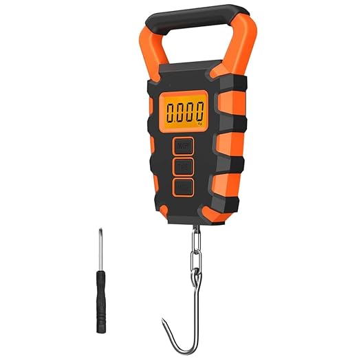 Portable Luggage Scale, 50KG Digital Fishing Scale with Ruler Portable Travel Luggage Weighing Scale Digital Fishing Scale Kitchen Food Scale(Orange)