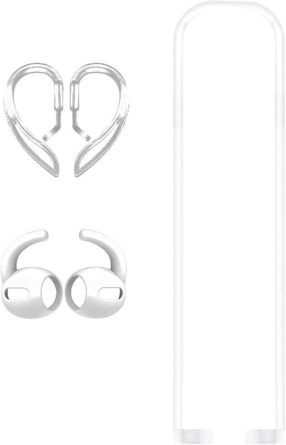 JNSA [Never Lose Your Air Pods Pro] Anti Slip Set, Sport Ear Hook Compatible with Air Pods Pro + Air Pods Pro Earbuds Ear Hooks Cover + Strap Compatible with Air Pods Pro [3in1] (White)
