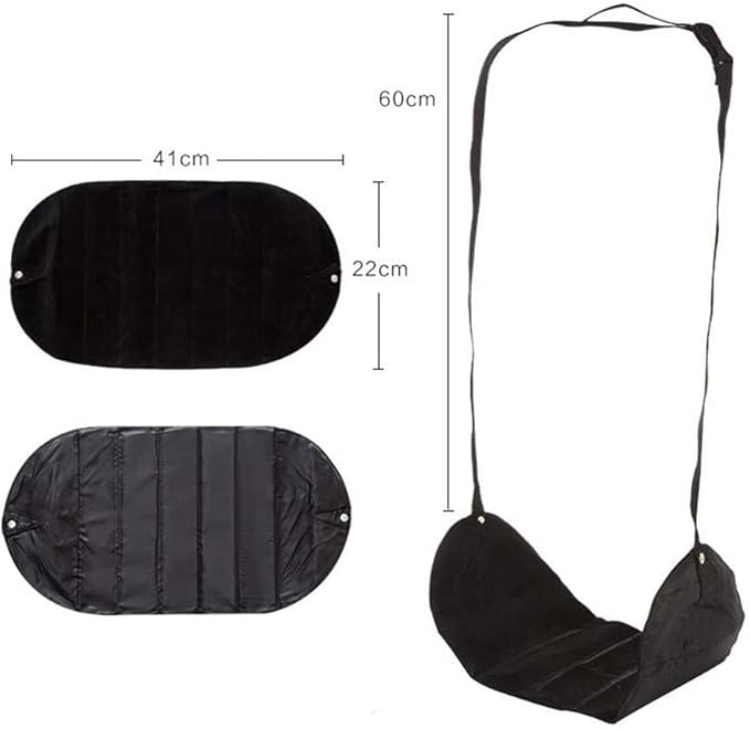 Office Footrest with Adjustable Height, Portable Airplane Travel Foot Rest Hammock, Under Desk Foot Hammock for Flight Bus Train Office Home