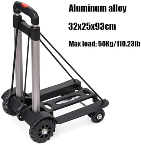 Heavy Duty Folding Hand Truck Portable Trolley Cart for Luggage Shopping Home Office & Garden Compact Foldable Sack Wheel Barrow (32x25x93cm)