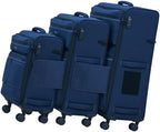 TACH LITE Samba Softside 3 Piece Luggage Set 20/24/28 Inch | Connectable Suitcases with Spinner Wheels | Lightweight Travel Suitcase with Wheels Carry On & Checked Bags | Luggage Set (Navy Blue)