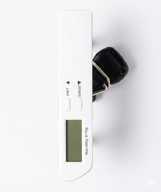 Digital Luggage Scale for Travel - Portable Handheld Weight Scale for Suitcases & Bags - 110lbs/50kg Capacity with LCD Display - 2 AAA Batteries Included (White)