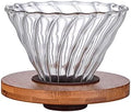 Gute Glass Coffee Dripper/Filter - Cone Glass Pour Over Coffee Dripper with Bamboo Stand, 1-4 Cups Drip Coffee Maker Funnel Accessories for Home, Office