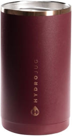 HydroJug Slim Can Cooler - 2-in-1 Insulated Can Cooler Cup - Stainless Steel Slim Can Holder with Non-Slip Rubber Base - Screw-Top Lid - Dishwasher Safe - 12oz, Merlot