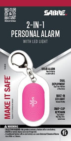 SABRE 2-in-1 Personal Alarm with LED Light, 130dB Personal Safety Siren, Snap Hook for Instant Access, 1,250 Foot (381 Meters) Range, Compact Design for Easy Attachment to Purse, Bag, or Keys