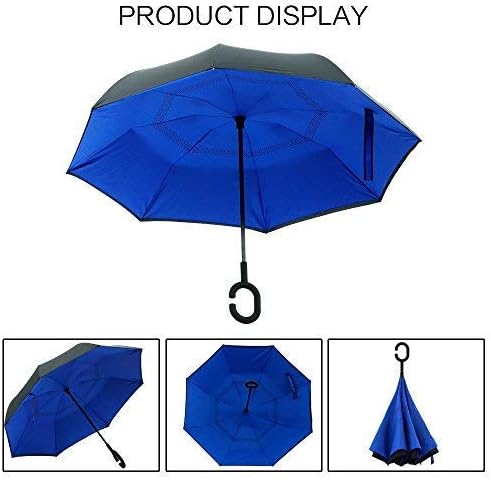 MRTLLOA 40/49/56 Inch Oversize Windproof Inverted Reverse Upside Down Umbrella, Golf Size Rain Umbrella, Double Layer, C-Shaped Handle for Men, Women and Kids