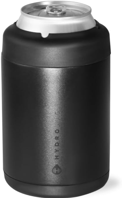 HydroJug Standard Can Cooler - 2-in-1 Insulated Can Cooler Cup - Stainless Steel Can Holder with Non-Slip Rubber Base - Screw-Top Lid - Dishwasher Safe - 12oz, Black