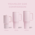 HydroJug Traveler - 32 oz Water Bottle with Handle & Flip Straw - Fits in Cup Holder, Leak Resistant Tumbler-Reusable Insulated Stainless Steel & Rubber Base - Gifts for Women & Men, Pink Sand