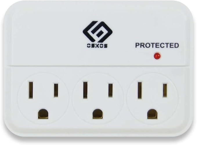 OSKOS 3 Outlet Triple Extender, Wall Surge Protector, 1000 Joules, 3 Prong Grounded Wall Tap, Multiple Outlet Adapter Plug for Travel Home Hotel office, UL Listed