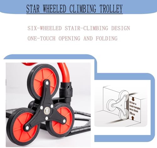 Heavy Duty Folding Hand Truck Trolley 80KG Capacity Multi Purpose Sack Barrow for Luggage Travel Moving Office & Auto Use Portable & Foldable Red Cart
