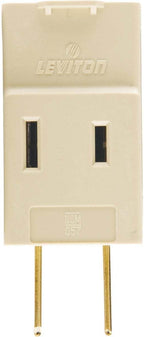 Leviton Non-Grounding Cube Adapter, 125 V, 15 A, 3 Outlet, 531-I, Ivory