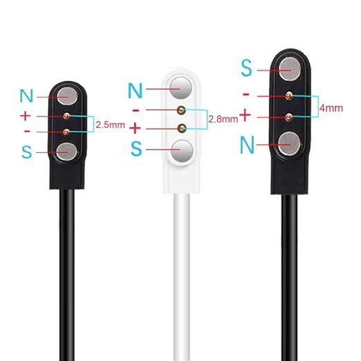 Smart Watch Charger, 3-Pack [2.5mm+2.8mm+4mm] for Veryfit, Da Fit, Gloryfit Magnetic Charging Cable, for 3 Types of smartwatches