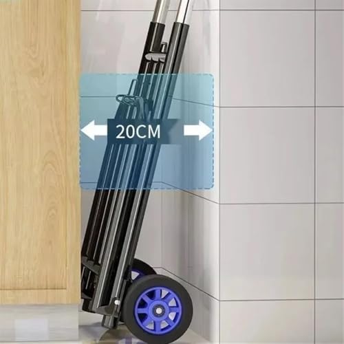Heavy Duty Folding Hand Truck Portable Shopping Trolley & Luggage Cart for Outdoor Use Adjustable Stair Climbing Dolly with 20mm PU Wheels Foldable Design for Easy Storag