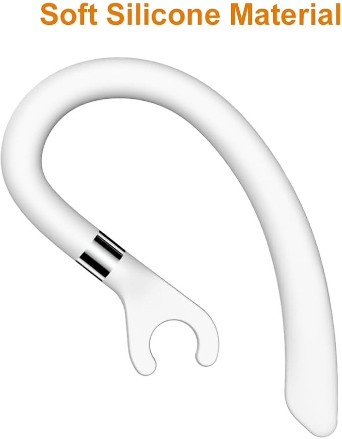 New bee Ear Hooks Replacement Ear Hook Clips- Snap-in Headset Spare Clamp Hook (White, 3 Pack+Silicon)