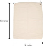 Muslin Cotton Storage Bags with Drawstring - Toy & Shoe Storage for Travel - Dust-proof, Lint-free (3 Small: 15"x12")
