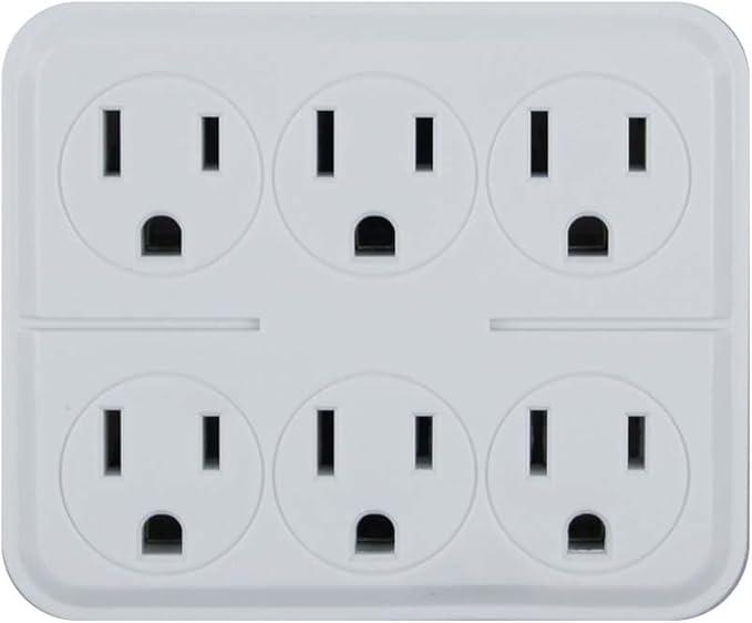 OSKOS 6 Outlet Triple Extender, 3 Prong Grounded Wall Tap, Multiple Outlet Adapter Plug for Travel Home Hotel Office, ETL Listed, 2 Pack