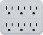 OSKOS 6 Outlet Triple Extender, 3 Prong Grounded Wall Tap, Multiple Outlet Adapter Plug for Travel Home Hotel Office, ETL Listed, 2 Pack