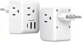 2 Pack Italy Travel Plug Adapter, Type L Italy Power Adapter with 3 American Outlets 3 USB Ports(1USB C), 6 in 1 Travel Outlet Adaptor, 3 Prong Grounded Plug for USA to Italy Chile Uruguay Italian