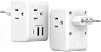 2 Pack Italy Travel Plug Adapter, Type L Italy Power Adapter with 3 American Outlets 3 USB Ports(1USB C), 6 in 1 Travel Outlet Adaptor, 3 Prong Grounded Plug for USA to Italy Chile Uruguay Italian