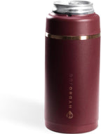 HydroJug Slim Can Cooler - 2-in-1 Insulated Can Cooler Cup - Stainless Steel Slim Can Holder with Non-Slip Rubber Base - Screw-Top Lid - Dishwasher Safe - 12oz, Merlot