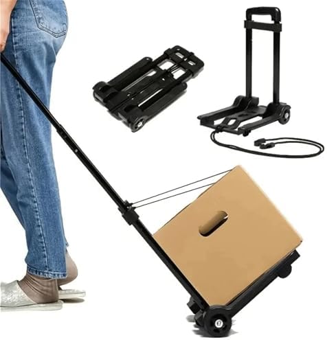 Portable Folding Hand Truck Barrow Cart Lightweight Trolley for Luggage Shopping and Household Use Compact Folding Utility Cart for Easy Transport