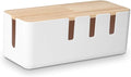 Cable Management Box by Baskiss, 12x5x4.5 inches, Wood Lid, Wire Organizer for Desk TV Computer USB Hub System to Cover and Hide & Power Strips & Cords