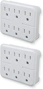 OSKOS 6 Outlet Triple Extender, 3 Prong Grounded Wall Tap, Multiple Outlet Adapter Plug for Travel Home Hotel Office, ETL Listed, 2 Pack