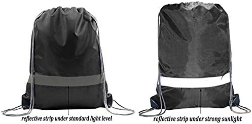 BeeGreen 30 Pieces Black Drawstring Backpacks Bulk Cinch Bags, Reflective String Backpacks DIY for Gym Sport Trip