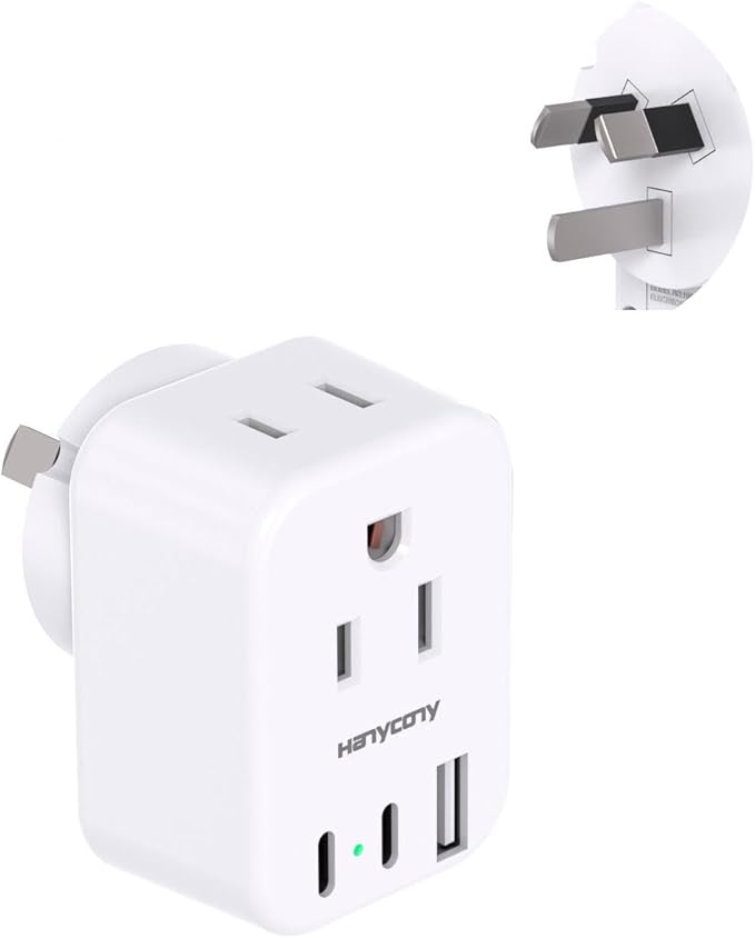 HANYCONY US to Australia New Zealand Power Plug Adapter, Type I Adapter Plug 2 Outlets 3 USB Ports(2 USB C), Australia Travel Plug Adapter for USA to Australian AU China Argentina Fiji Essentials