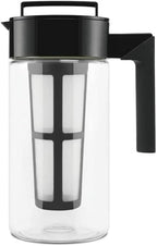 Takeya Deluxe Cold Brew Coffee Maker - BPA-Free Tritan Pitcher with Airtight Leakproof Lid, Silicone Grip Handle, Fine-Mesh Filter - Shatter-Proof, Dishwasher Safe, Made in USA - 1 Quart/Black