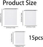 15 Pack Shoe Bags for Travel, PE Waterproof Clear Drawstring Shoe Bag Large Portable Shoe Storage Bag for Men & Women Ideal for Luggage, Backpack, Gym and Daily Storage, Multi-Size