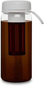 watchget Cold Brew Coffee Maker Travel Tumbler with Soft Silicone Handle Portable Iced Coffee & Tea Infuser with Airtight Lid Cold Brew Travel Cup 20oz/600ml White