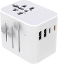 European Travel Plug Adapter, Universal Travel Adapter with PD Fast Charging, 5-Port (1 AC/2 USB-A/2 USB-C) International Power Adapter with Fuse Surge Protection for US EU UK AU - White