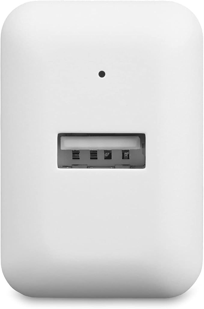 Amazon Basics 12W One Port USB-A Portable Wall Charger (2.4A) for Phones (iPhone 16/15/14/13/12/11/X, Samsung, and more), White